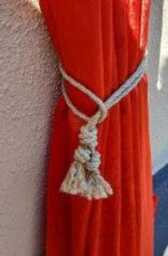 Jute Rope Curtain Tie Backswith Tassel, Nautical Curtain Holdback - thumbnail 3