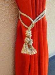 Jute Rope Curtain Tie Backswith Tassel, Nautical Curtain Holdback - thumbnail 2