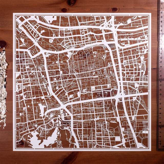 Suzhou/Nanjing Paper Cut Map 12??12 In. Art Ideal Gifts - image 1