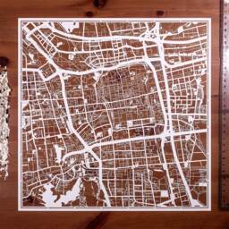 Suzhou/Nanjing Paper Cut Map 12??12 In. Art Ideal Gifts - thumbnail 1