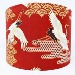 Japanese Crane Lampshade Red & Gold Oriental Style - thumbnail 4