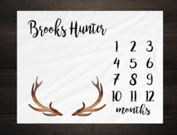 Baby Milestone Blanket Month Growth Tracker Fleece Shower Tribal Newborn Gift Minky Boy Rustic Nursery - thumbnail 1