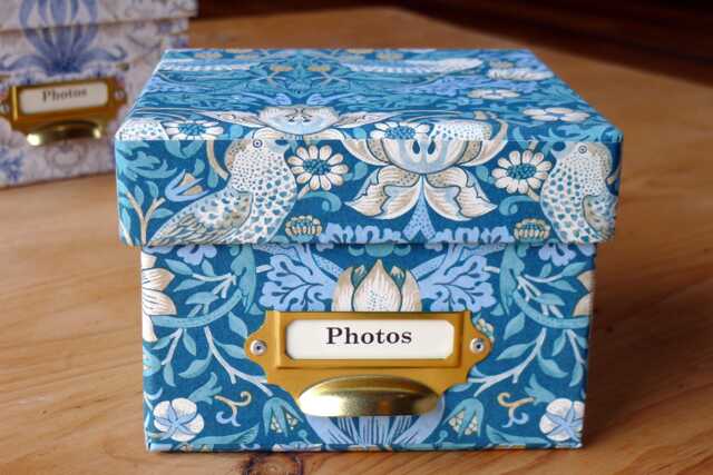 William Morris Photo Box Strawberry Thief Petite Teal, Handmade in England - image 1