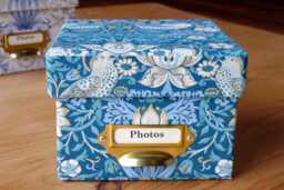 William Morris Photo Box Strawberry Thief Petite Teal, Handmade in England