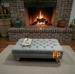 Wool Large Deep Cushioned Handmade Chesterfield Footstool Coffee Table - thumbnail 1