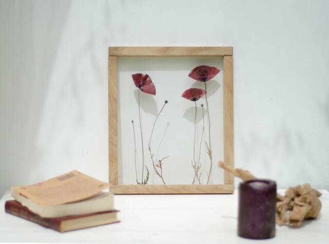 Pressed Poppy Flower - Wall Decor 10.5x12.5 - image 1