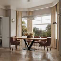 Hardwood Solid Oak Dining Table Steel Leg 043 - thumbnail 3