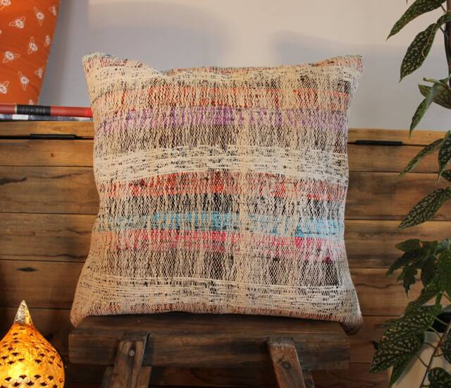50cm Vintage Kilim Cushion Cover Handwoven - Goat Hair/Wool/Linen Village Weave - image 1