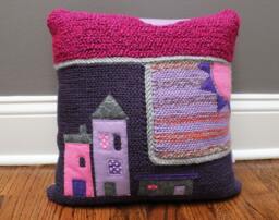 Crochet Throw Pillow Purple/Fuchsia/Lavender, Decorative Pillow, Initial, Baby Girl Gift, Nursery, 14 X - thumbnail 1