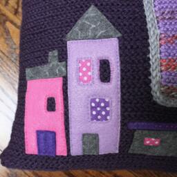 Crochet Throw Pillow Purple/Fuchsia/Lavender, Decorative Pillow, Initial, Baby Girl Gift, Nursery, 14 X - thumbnail 4