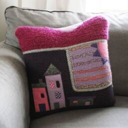 Crochet Throw Pillow Purple/Fuchsia/Lavender, Decorative Pillow, Initial, Baby Girl Gift, Nursery, 14 X - thumbnail 3