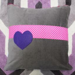 Crochet Throw Pillow Purple/Fuchsia/Lavender, Decorative Pillow, Initial, Baby Girl Gift, Nursery, 14 X - thumbnail 2
