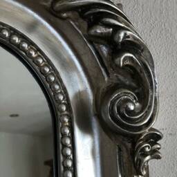 Period Statement Arched Large Antique Silver Fireplace French Arch Over Mantle Hall Wall Leaner Mirror 5Ft - thumbnail 4
