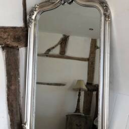 Period Statement Arched Large Antique Silver Fireplace French Arch Over Mantle Hall Wall Leaner Mirror 5Ft - thumbnail 3