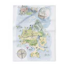 Neverland Map Fleece Baby Blanket, Peter Pan Nursery Decor - thumbnail 3