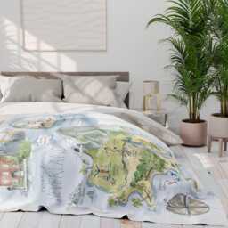 Neverland Map Fleece Baby Blanket, Peter Pan Nursery Decor - thumbnail 4