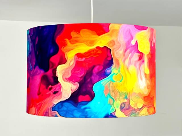 Abstract Lamp Shade Rainbow Lamp Home Decor Yellow Lampshade Table - image 1