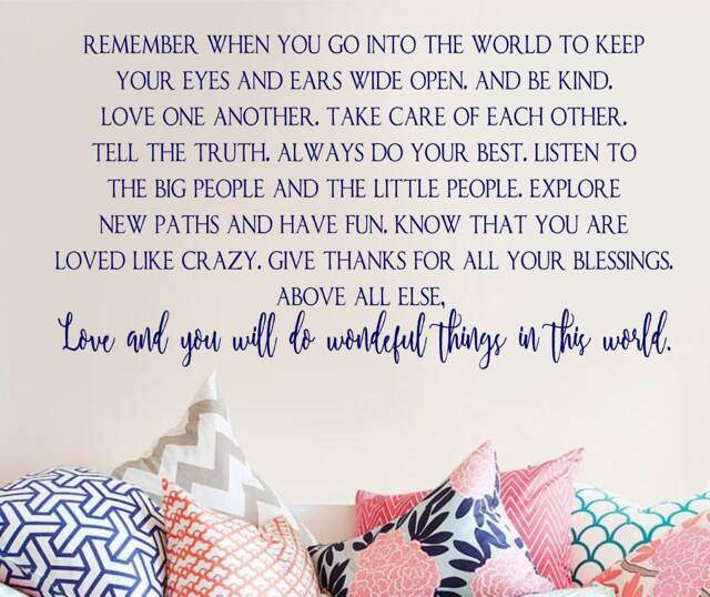 When You Go Into This World -Wonderful Things - Vinyl Wall Decal- Home Decor- Nursery Family Quotes- Farmhouse Decor - image 1