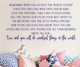 When You Go Into This World -Wonderful Things - Vinyl Wall Decal- Home Decor- Nursery Family Quotes- Farmhouse Decor - thumbnail 1