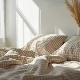 Brown Gingham Cotton 1 Duvet Cover Checkered Comforter Set Cozy Bedroom Decor Duvet - thumbnail 3