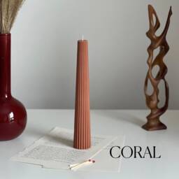 Greko Column Soy Wax Candle Ribbed Pillar, Decorative Taper - thumbnail 2