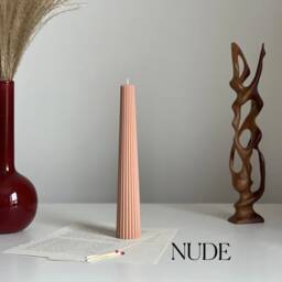 Greko Column Soy Wax Candle Ribbed Pillar, Decorative Taper - thumbnail 3
