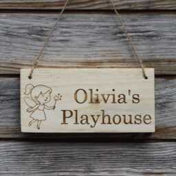 Personalised Fairy Playhouse Sign - Custom Engraved Solid Wood Name Plate - thumbnail 3