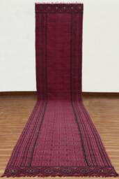Handmade Red Cotton Rug, Block Printed Hallway Runner