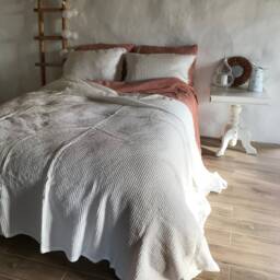 White Blanket, Linen & Cotton Blend Blanket, Voluminous Throw, Natural Coverlet, Daybed Christmas Gift - thumbnail 2