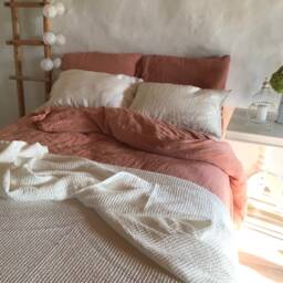 White Blanket, Linen & Cotton Blend Blanket, Voluminous Throw, Natural Coverlet, Daybed Christmas Gift - thumbnail 3