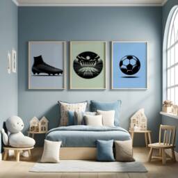Minimal Football Poster Prints - Set Of 3 Posters - Boys Bedroom Decor Kids Room Wall Art Soccer Artwork Teen Footballer Gifts - thumbnail 1