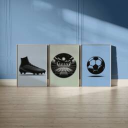 Minimal Football Poster Prints - Set Of 3 Posters - Boys Bedroom Decor Kids Room Wall Art Soccer Artwork Teen Footballer Gifts - thumbnail 2
