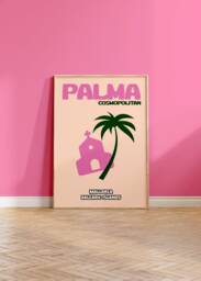 Palma Mallorca Travel Print - Bright Bold Colourful Summer Beach Poster, Holiday Tropical, Trendy Retro Abstract Art, Preppy - thumbnail 1