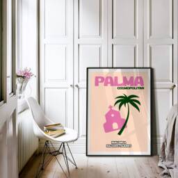 Palma Mallorca Travel Print - Bright Bold Colourful Summer Beach Poster, Holiday Tropical, Trendy Retro Abstract Art, Preppy - thumbnail 3