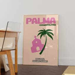 Palma Mallorca Travel Print - Bright Bold Colourful Summer Beach Poster, Holiday Tropical, Trendy Retro Abstract Art, Preppy - thumbnail 2
