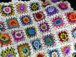 Boho/Gypsy Style Blanket/Plaid, Granny Square Crochet, Crochet Blanket, Bohemian - thumbnail 1
