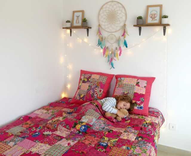 New Duvet Cover To Your Measures With Zipper On 3 Sides For A Very Easy & Effortless Removal. Patchwork Of Pink Fuchsia Cotton - image 1