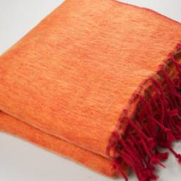 Orange Yak Wool Blanket Handmade Nepal Shawl Wrap - thumbnail 2