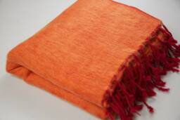 Orange Yak Wool Blanket Handmade Nepal Shawl Wrap - thumbnail 1