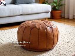 Sumptuous Leather Pouf Seatingelevate Your Space With Timeless Elegance -Luxury -Artisanal Craftsmanship For Discerning Tastes