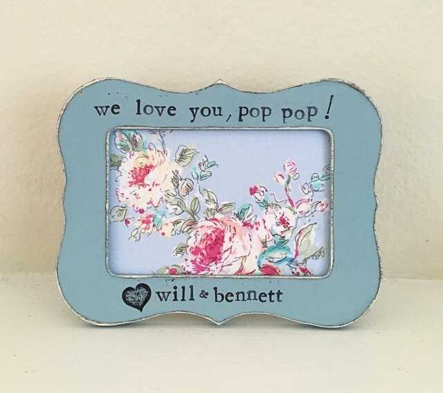 Personalized Grandpa Picture Frame Hand Stamped Distressed Wood, 4x6 Photo - image 1
