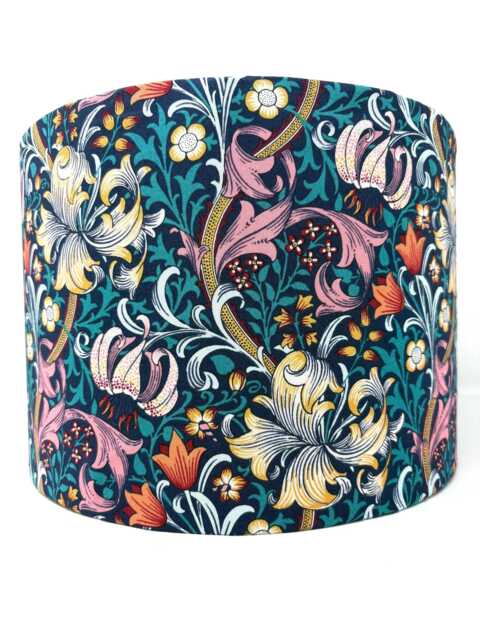 William Morris Lampshade Golden Lily Navy Blue Art Nouveau Lamp Shade - image 1