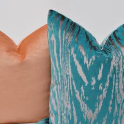 Aqua Velvet Pillow Cover, Green Cover, Patterned Cover, Taupe Cover, Metallic Cover - thumbnail 2