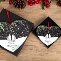 Personalised Bauble Heart Penguin Mr & Mrs First Christmas Married -Christmas Decoration Gift Ornament - thumbnail 3