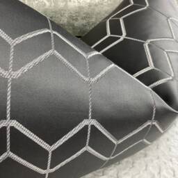 Geometric Steel Grey Cushion Cover, Modern Lumbar Pillow Cover For Sofa Or Bed, Double Sided Geometric Design - Filmore - thumbnail 2