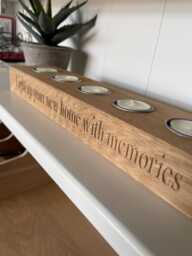 Personalised Engraved Oak Tea Light Holder 5 Candles, Great For Wedding, New Home, Housewarming, Decorative Gifts, Candle Holder. Wooden
