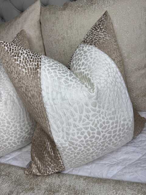 Elegant Champagne - Ivory Striped Antelope Fabric Cushion Cover - Luxury Euro Sham For Sofa & Bed Decor - image 1