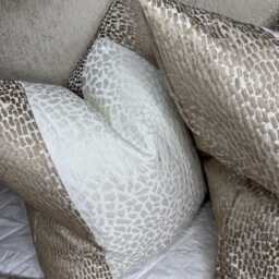 Elegant Champagne - Ivory Striped Antelope Fabric Cushion Cover - Luxury Euro Sham For Sofa & Bed Decor - thumbnail 2