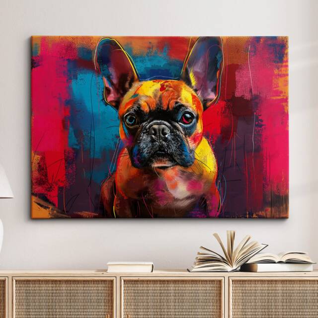 French Bulldog Abstract Painting Framed Poster Print & Canvas Wall Decor Art Bar Kitchen Room Dog Gift Idea - image 1