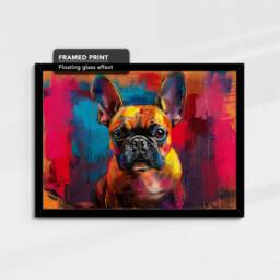 French Bulldog Abstract Painting Framed Poster Print & Canvas Wall Decor Art Bar Kitchen Room Dog Gift Idea - thumbnail 2